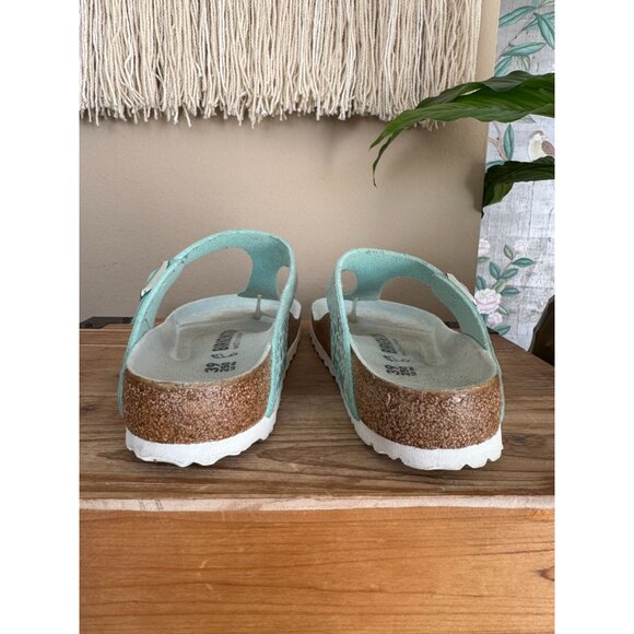 Birkenstock Gizeh Birko-Flor Metallic Stones Aqua Thong Sandals Size 39 Wide - Picture 13 of 14